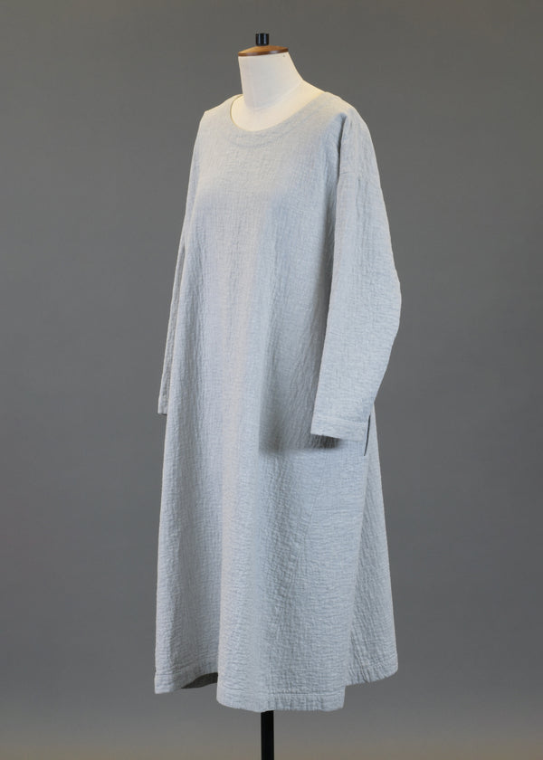 eskandar cotton a-line side panelled round neck dress