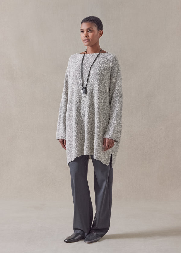 Eskandar Cotton And Silver Thread Square Sweater - Long