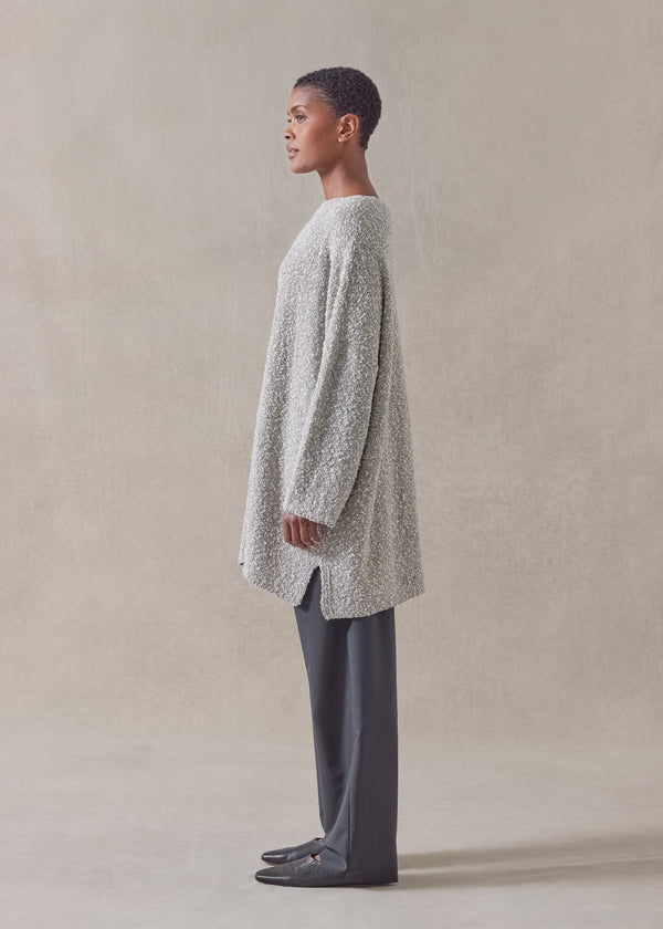 Eskandar Cotton And Silver Thread Square Sweater - Long