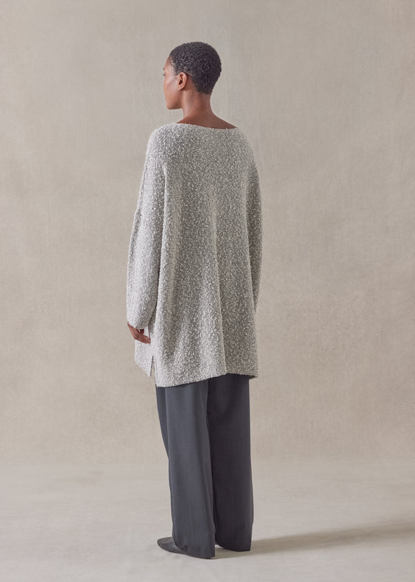 Eskandar Cotton And Silver Thread Square Sweater - Long