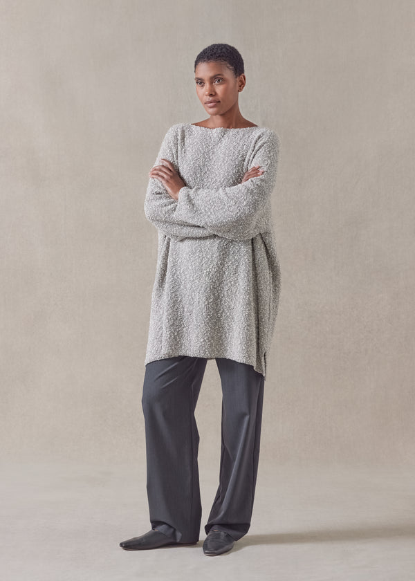 eskandar cotton and silver thread square sweater - long