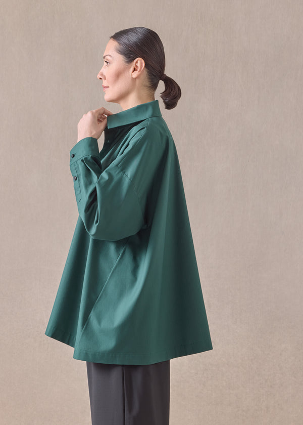 Eskandar Cotton Angle To Front Side Seam Shirt With Collar - Long