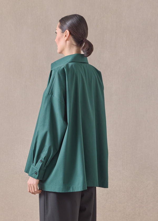 Eskandar Cotton Angle To Front Side Seam Shirt With Collar - Long