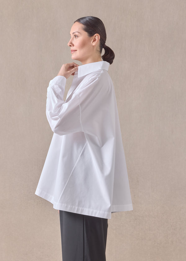 Eskandar Cotton Angle To Front Side Seam Shirt With Collar - Long