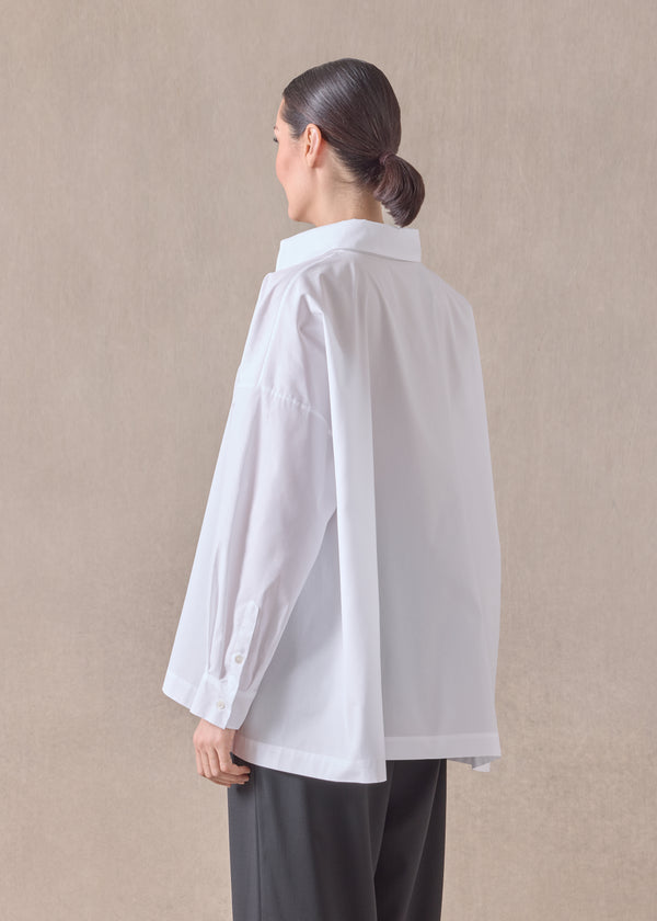 Eskandar Cotton Angle To Front Side Seam Shirt With Collar - Long