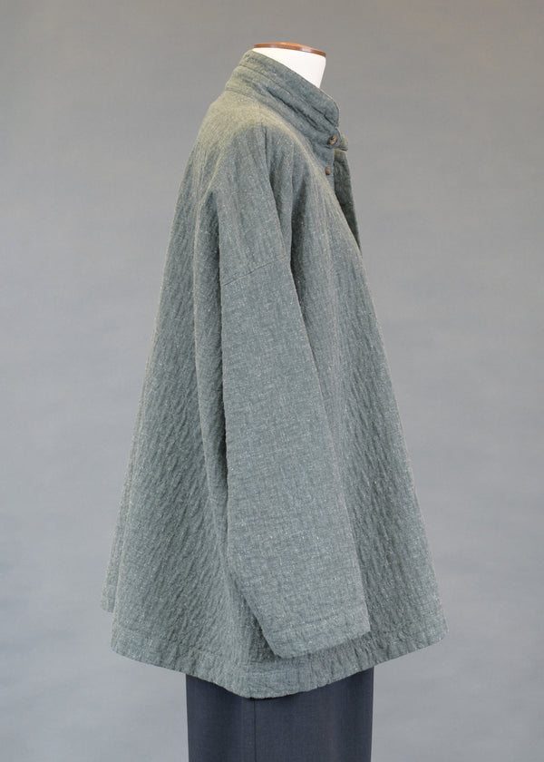 Eskandar Cotton Angled-to-front Side Seam Shirt With Double Stand Collar -long