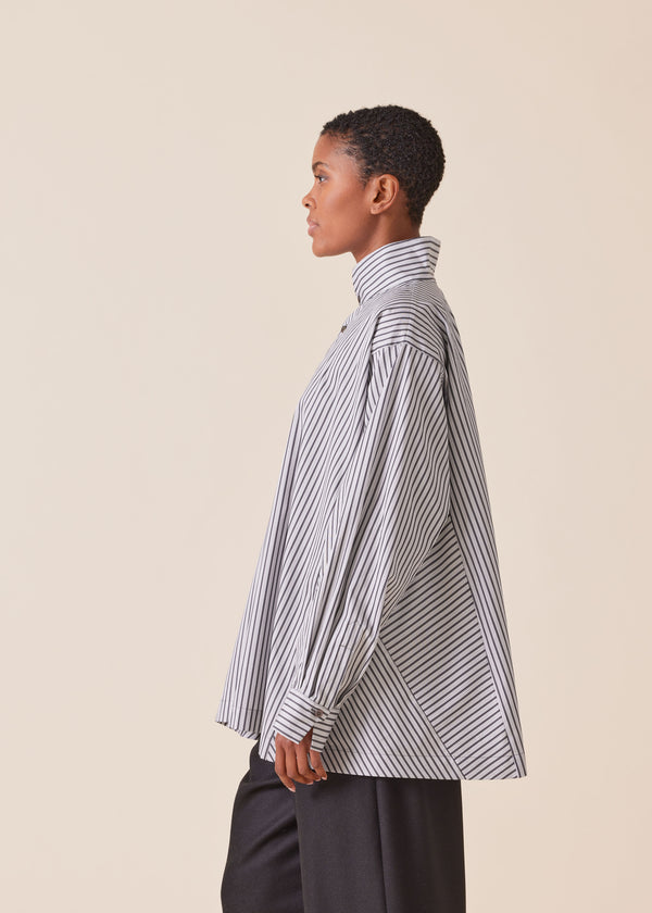 Eskandar Cotton Caucasus Shirt With Notch Collar - Long