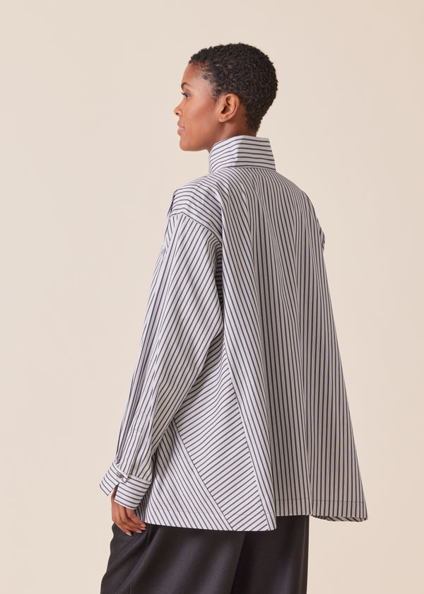 Eskandar Cotton Caucasus Shirt With Notch Collar - Long