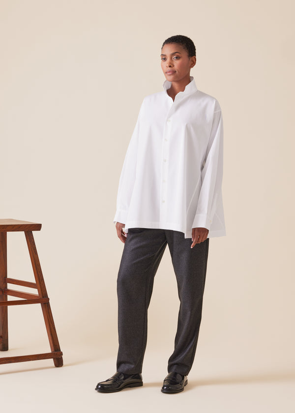 eskandar cotton caucasus shirt with notch collar - long