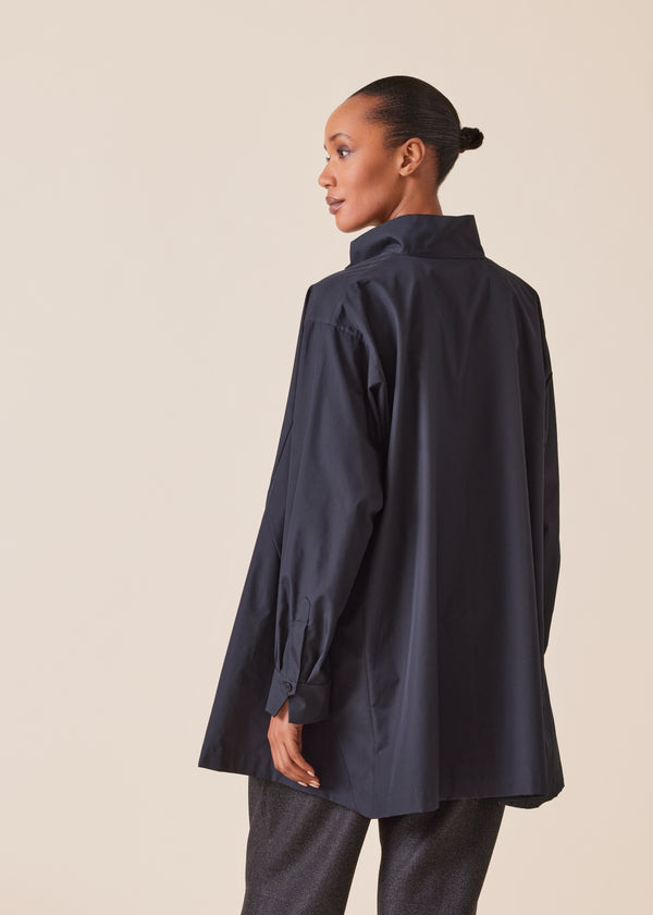 Eskandar Cotton Caucasus Shirt With Notch Collar - Long Plus