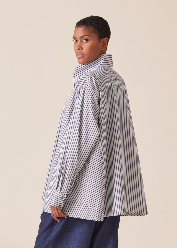 Eskandar Cotton Caucasus Shirt With Notch Collar - Long