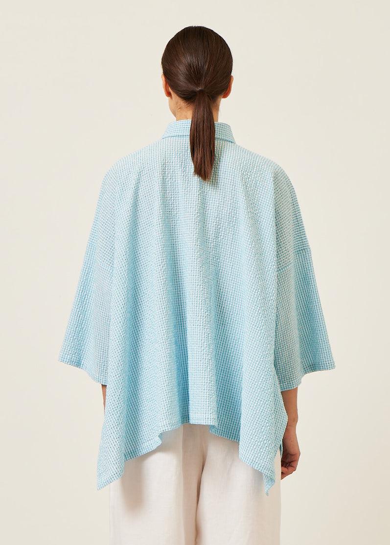 Eskandar Cotton Dps Short Sleeve Shirt With Collar - Mid Plus