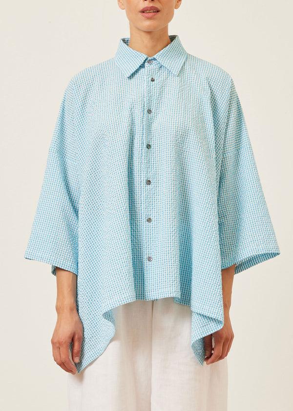 eskandar cotton dps short sleeve shirt with collar - mid plus