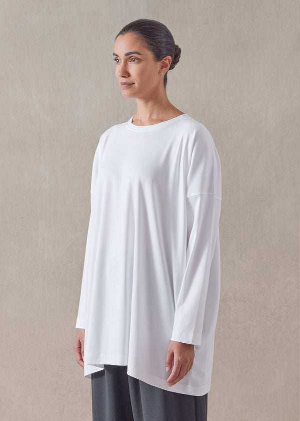 Eskandar Cotton Jersey Long Sleeve Boat Neck T-shirt - Long