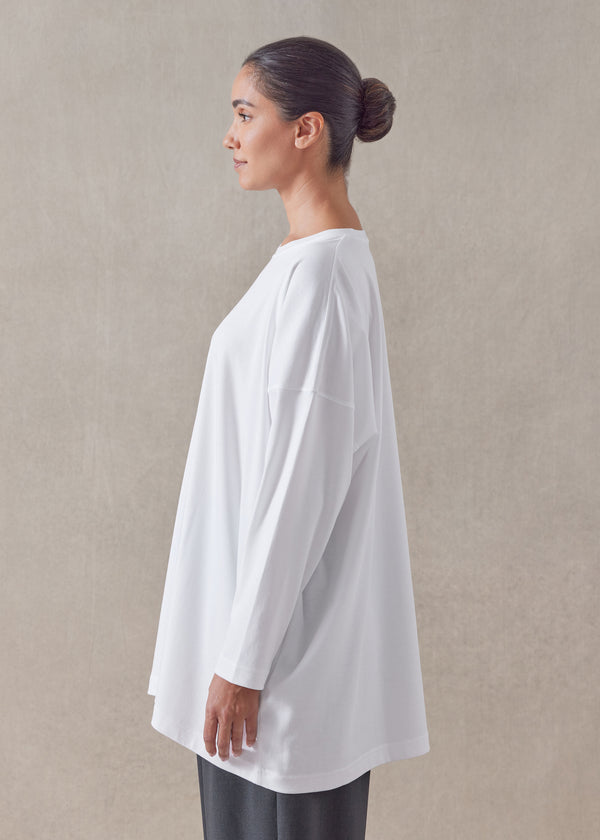 Eskandar Cotton Jersey Long Sleeve Boat Neck T-shirt - Long