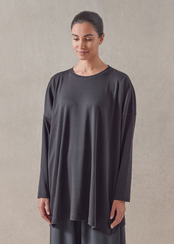 Eskandar Cotton Jersey Long Sleeve Boat Neck T-shirt - Long