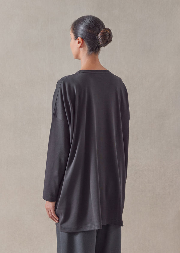 Eskandar Cotton Jersey Long Sleeve Boat Neck T-shirt - Long