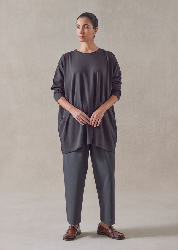 eskandar cotton jersey long sleeve boat neck t-shirt - long