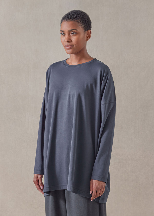 Eskandar Cotton Jersey Long Sleeve Boat Neck T-shirt - Long