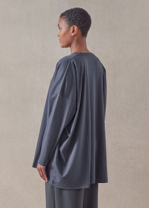 Eskandar Cotton Jersey Long Sleeve Boat Neck T-shirt - Long