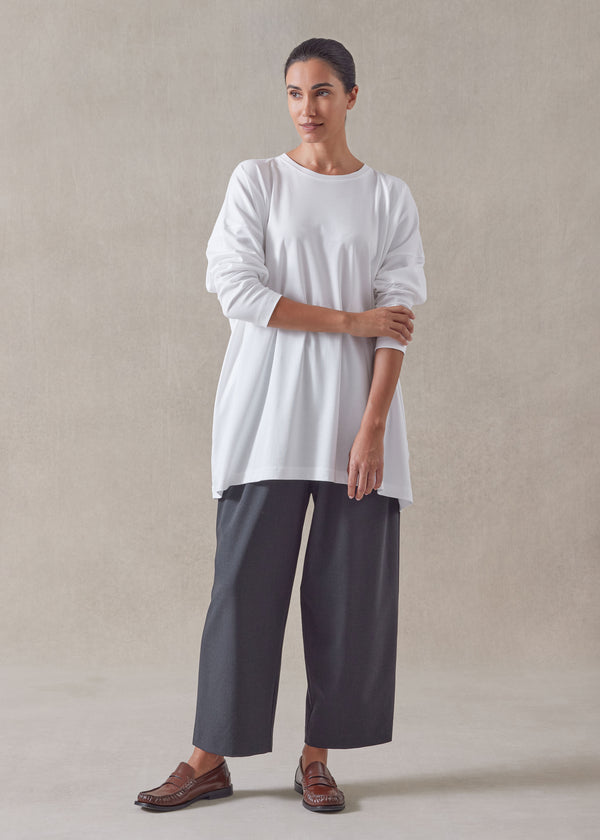 eskandar cotton jersey long sleeve boat neck t-shirt - long