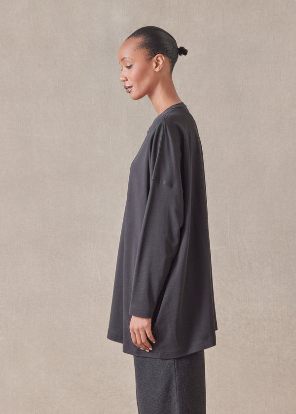 Eskandar Cotton Jersey Long Sleeve Round Neck T-shirt - Long