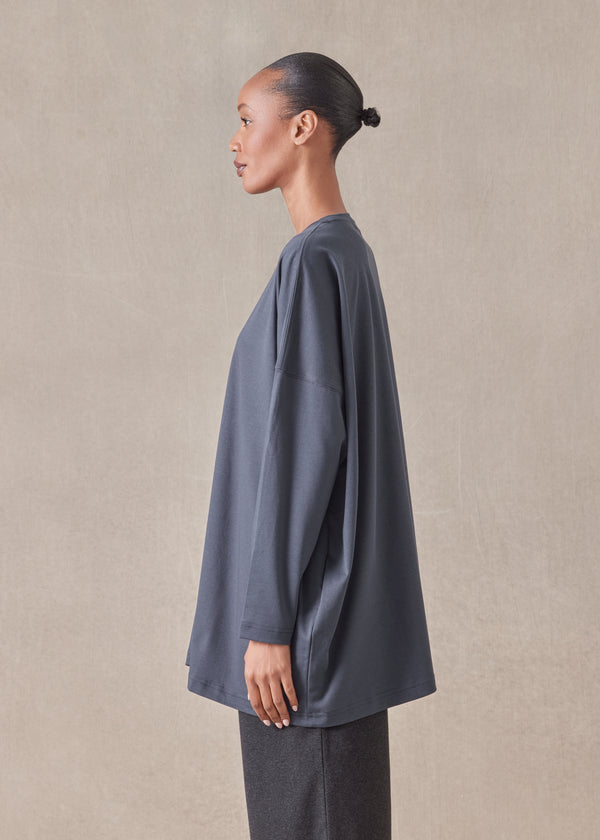 Eskandar Cotton Jersey Long Sleeve Round Neck T-shirt - Long