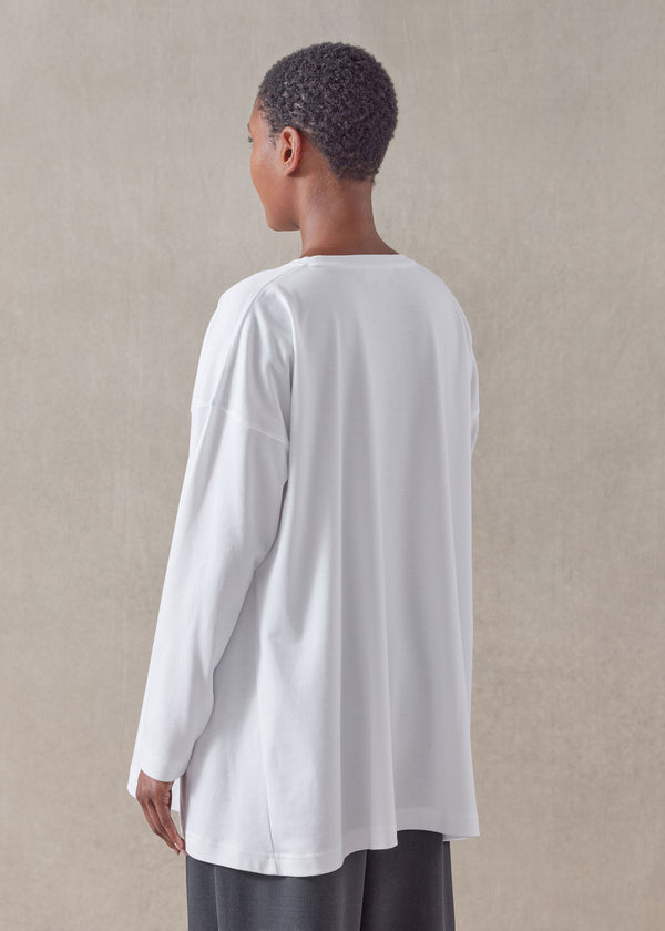 Eskandar Cotton Jersey Long Sleeve Round Neck T-shirt - Long