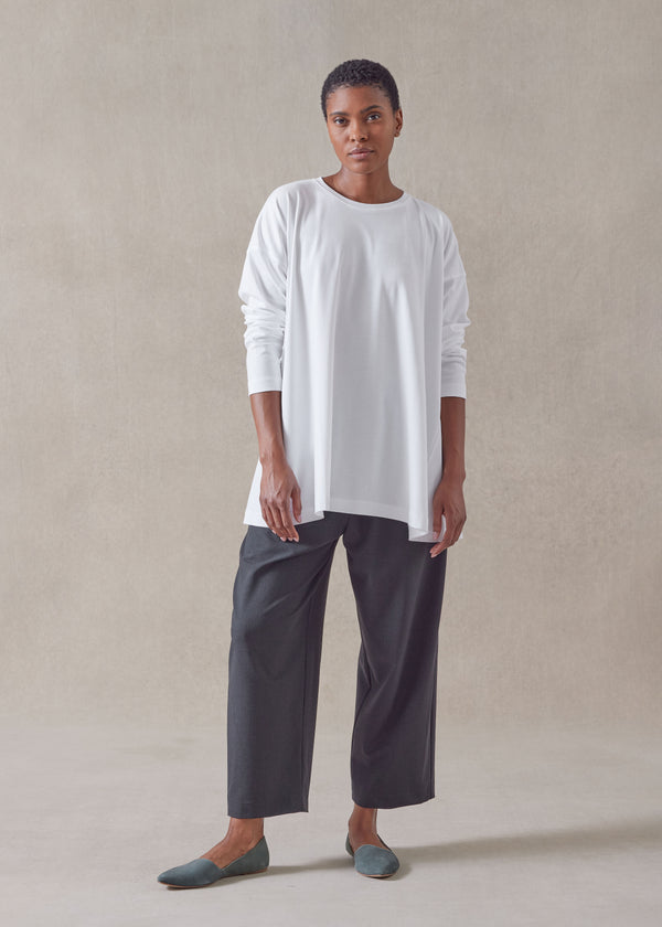 eskandar cotton jersey long sleeve round neck t-shirt - long