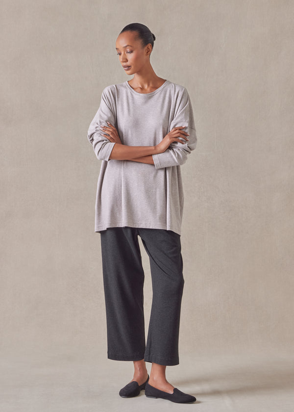 eskandar cotton jersey long sleeve round neck t-shirt - mid plus