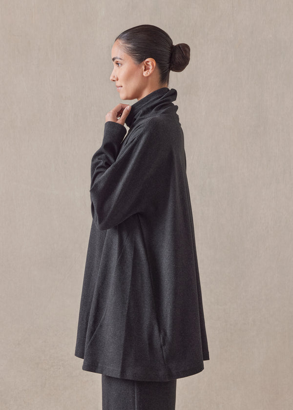 Eskandar Cotton Jersey Side Panelled Scrunch Neck - Long