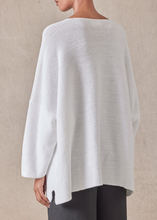 Eskandar Cotton Linen Mix Bateau Neck Sweater - Mid Plus