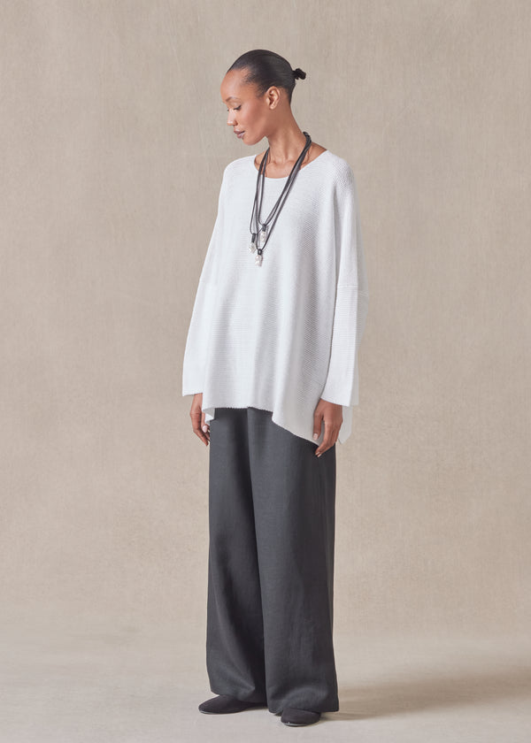 Eskandar Cotton Linen Mix Bateau Neck Sweater - Mid Plus