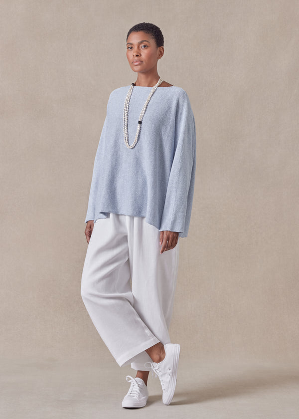 eskandar cotton linen mix sideways knitted sweater - mid