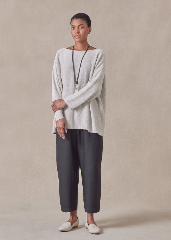 eskandar cotton linen mix sideways knitted sweater - mid