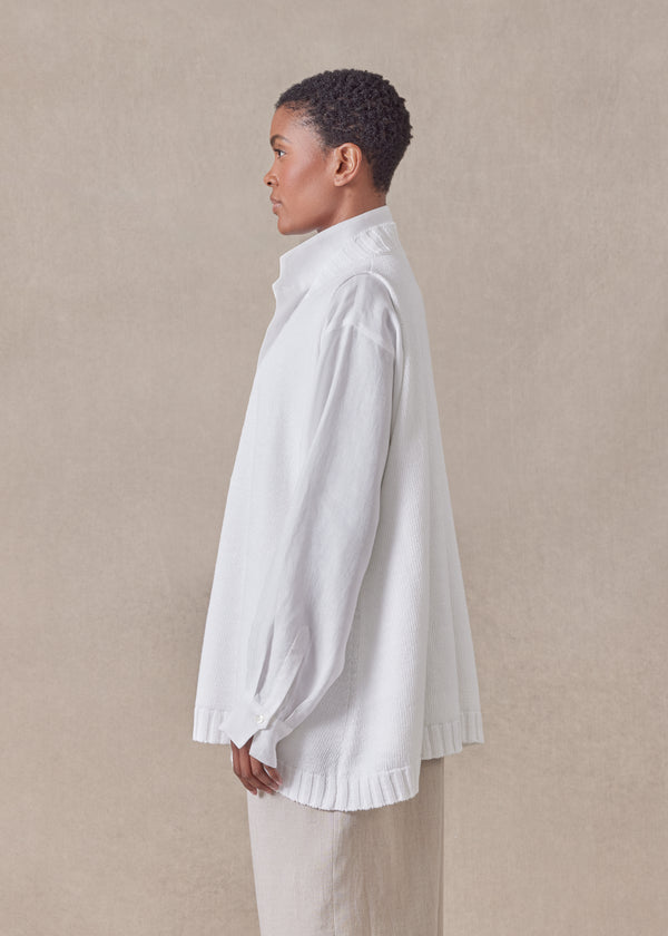 Eskandar Cotton Linen Mix Sleeveless A-line V-neck - Mid Plus