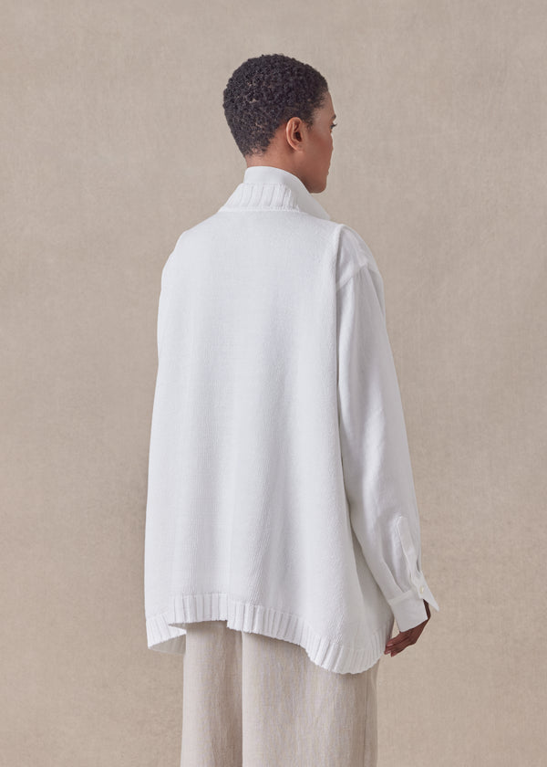 Eskandar Cotton Linen Mix Sleeveless A-line V-neck - Mid Plus