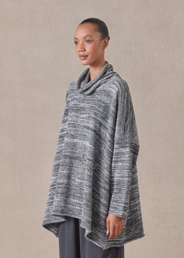 Eskandar Cotton Linen Mix Wide A-line Monks Top - Long