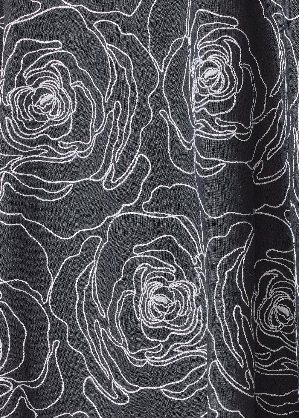 Eskandar Cotton Linen Mix Wide A-line Scoop Neck Tunic - Long