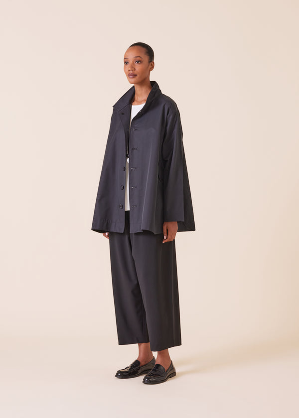 Eskandar Cotton Mix Caucasus High Neck Raincoat - Long