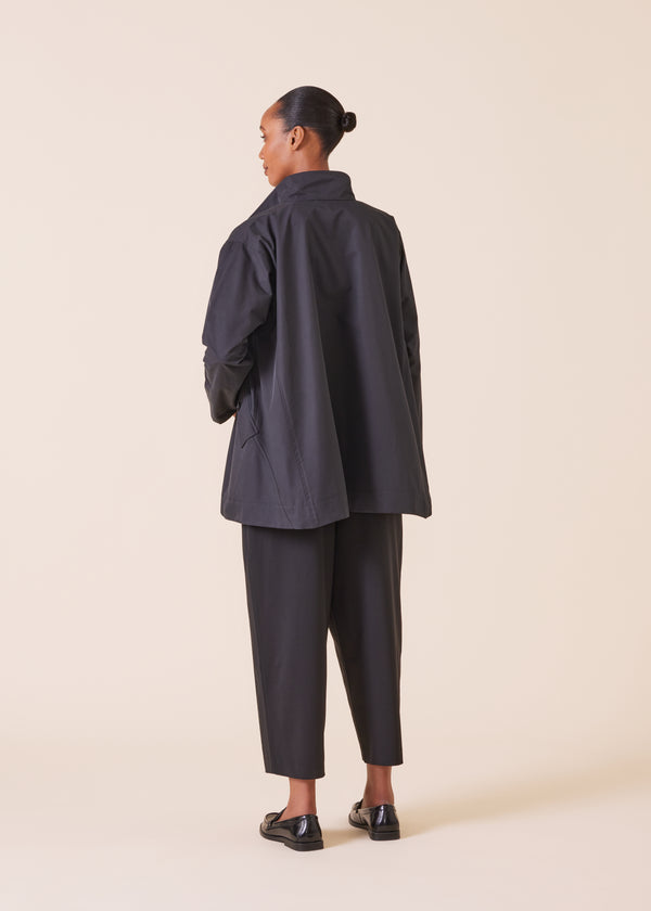 Eskandar Cotton Mix Caucasus High Neck Raincoat - Long