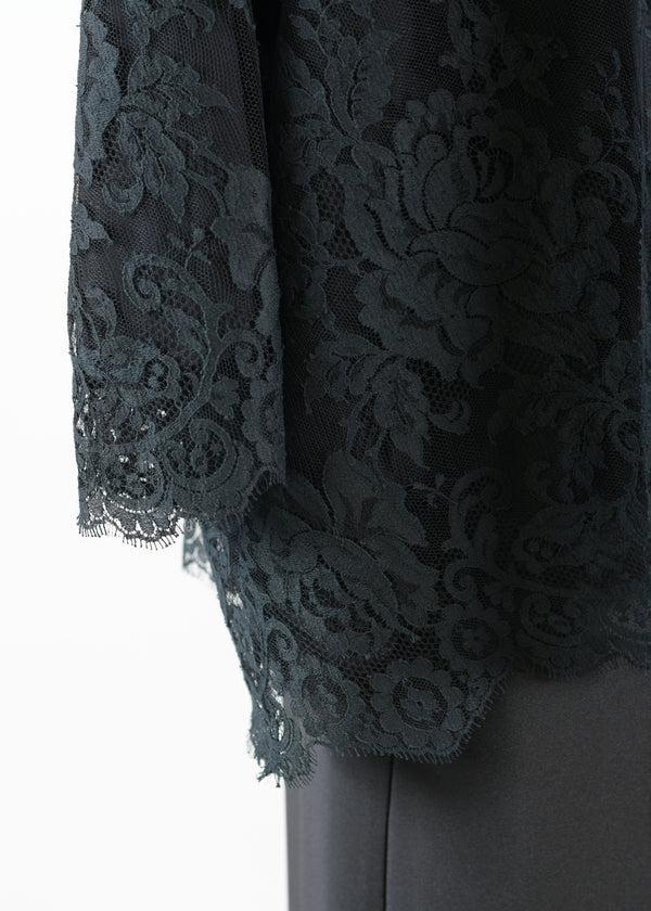 Eskandar Cotton Mix Wide A-line Monks Neck Top - Long