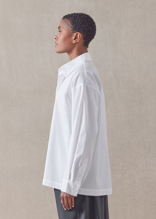 Eskandar Cotton Poplin Slim Shirt With Collar - Regular