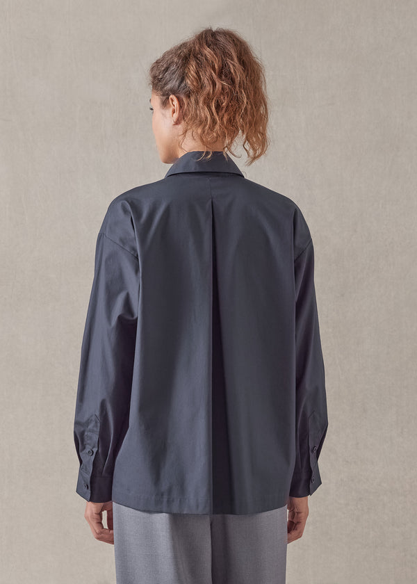 Eskandar Cotton Poplin Slim Shirt With Collar - Regular