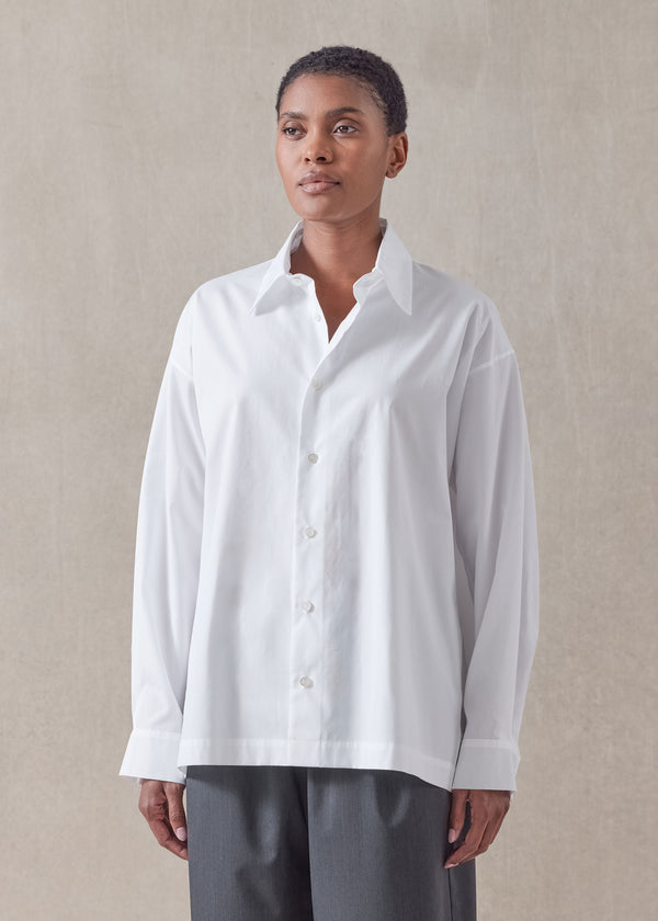 eskandar cotton poplin slim shirt with collar - regular