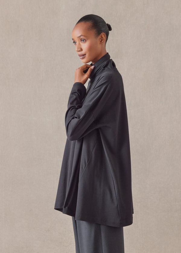 Eskandar Cotton Side Panelled Scrunch Neck T-shirt - Long