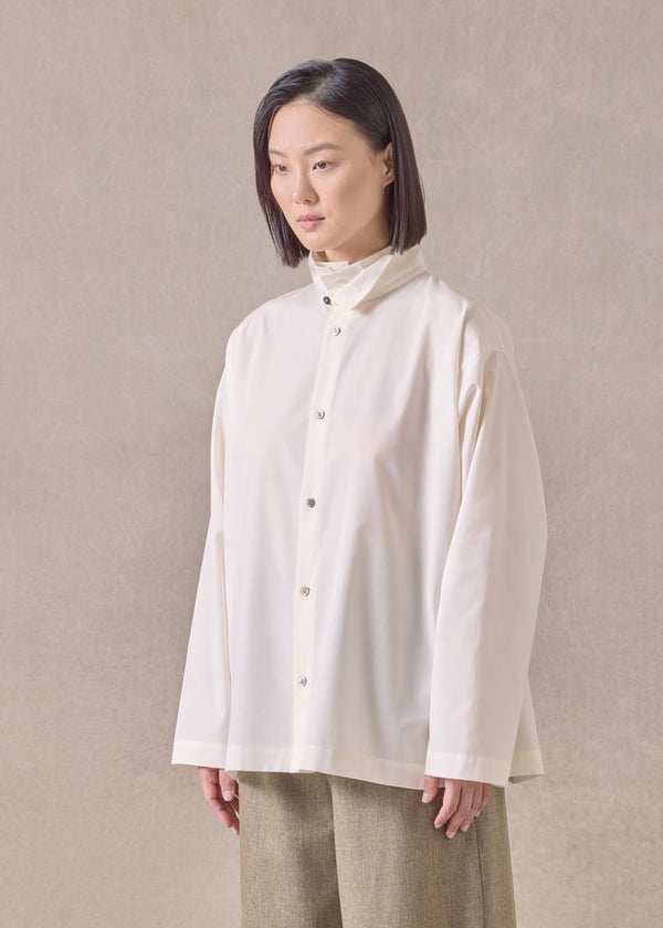 Eskandar Cotton Side Panelled Two Collar Shirt - Mid Plus