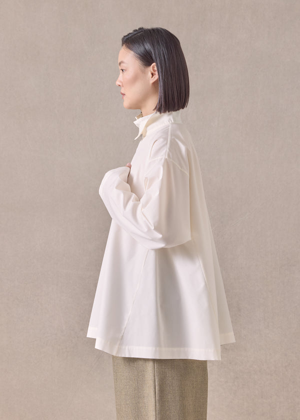 Eskandar Cotton Side Panelled Two Collar Shirt - Mid Plus