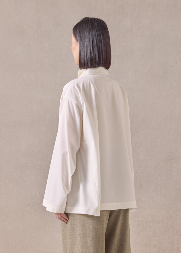 Eskandar Cotton Side Panelled Two Collar Shirt - Mid Plus