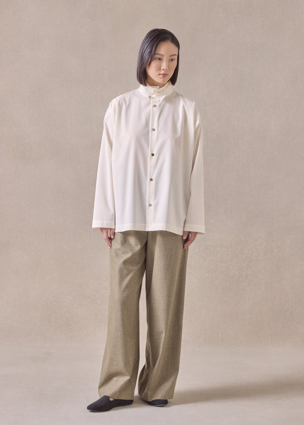 eskandar cotton side panelled two collar shirt - mid plus